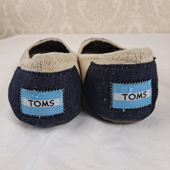 Toms Size 6 Alessandra Two Tone Ballet Flat Burlap Beige Black Lightweight - Picture 11 of 14